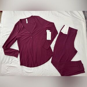 Athleta Maroon Nighttime Bliss jogger sleep set.